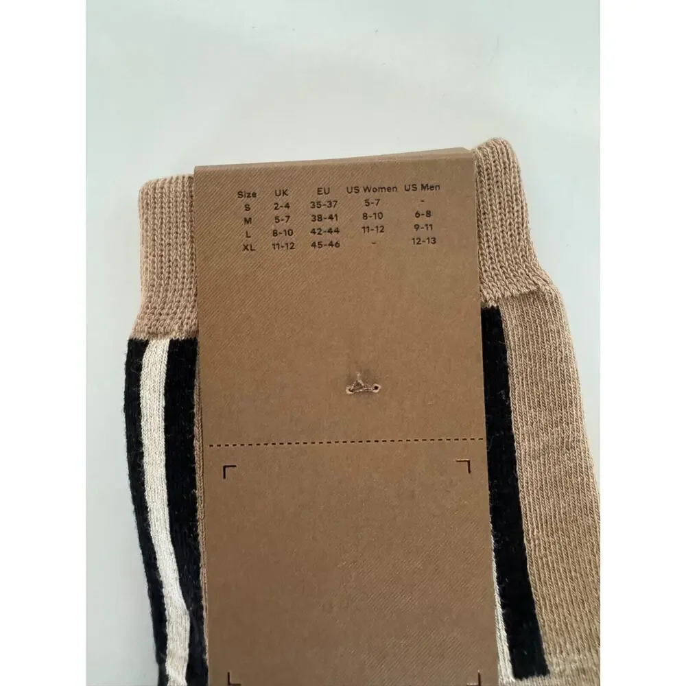 NWT Burberry Check Socks Beige Size Large (42-44 Euro)